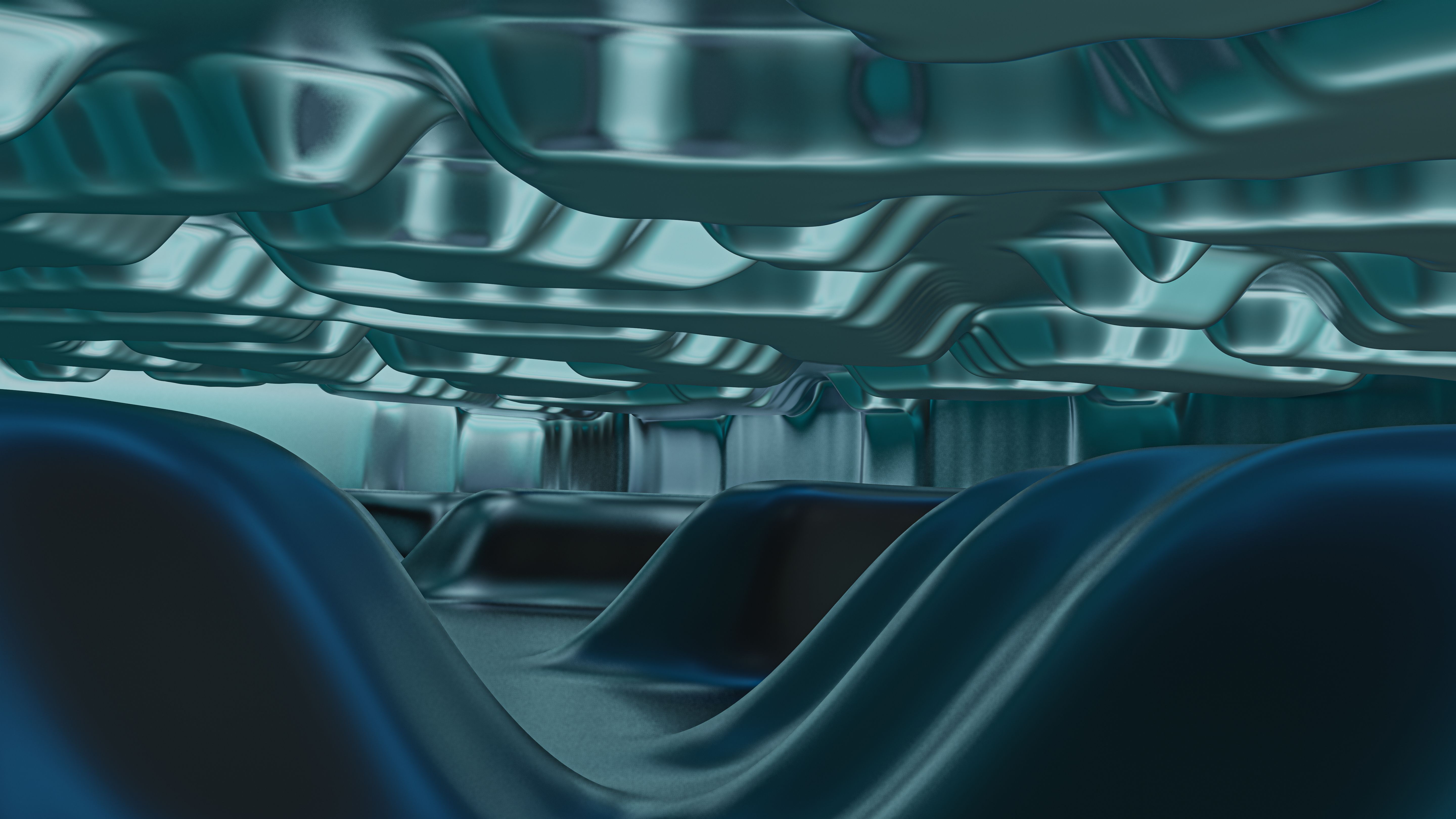 Futuristic abstract metallic interior